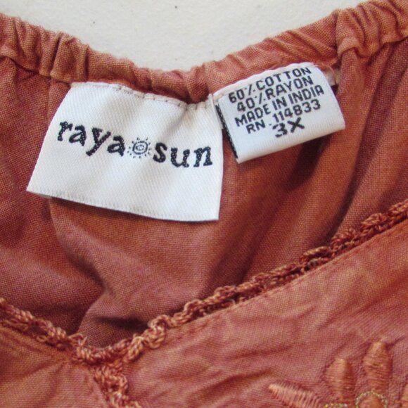 Raya Sun Orange Big Cat Print Embroidered Sun Dress 3X - Picture 2 of 16
